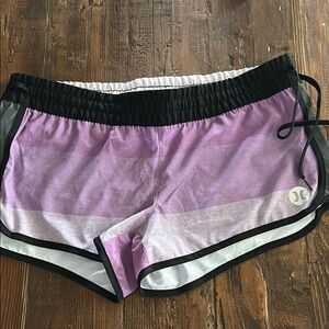 Hurley Purple and Black Athletic/Swim Shorts Lightweight Elastic Waist